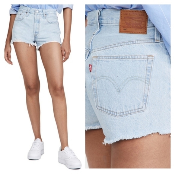 Levi's 501 Denim Shorts High Rise Button Fly Luxor - Picture 10 of 16